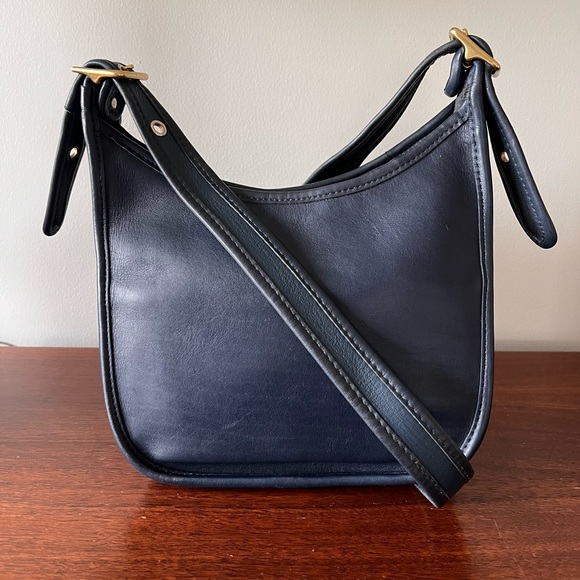 Coach Handbags - COACH Vintage Janice Legacy Crossbody Bag in Navy Blue - Style 9950
